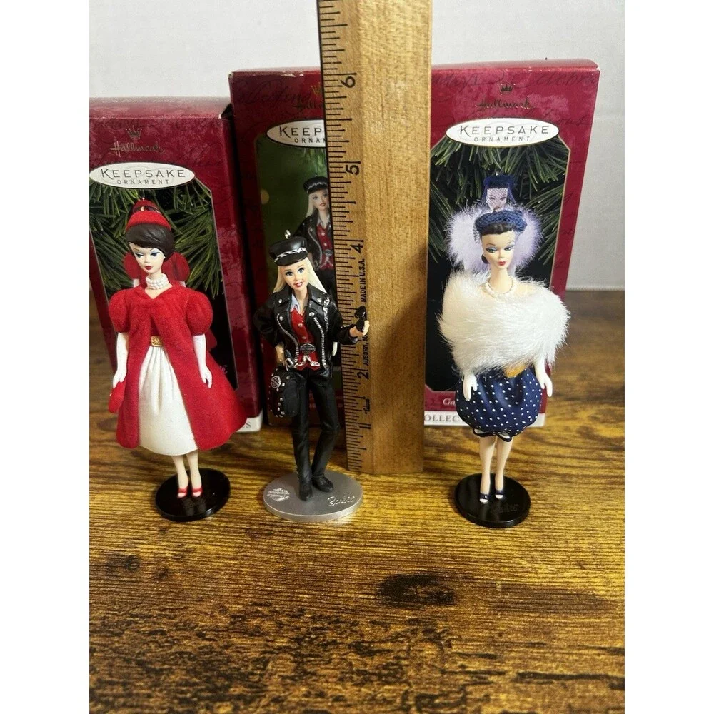 Vintage Hallmark Barbie Keepsake Ornaments Lot of 3 1990s 2000 Harley-Davidson